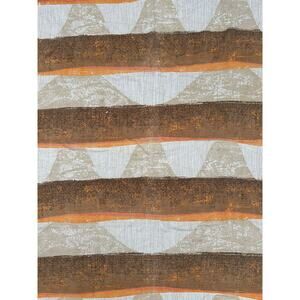 Vintage textile fabric Mcm mid century modern rare tablecloth brown orange linen